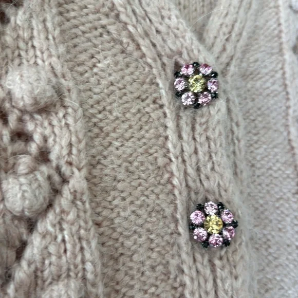 Zara Jewel Button Knit Cardigan Blush Pink Knit Sweater Size Small Loose Fit - Picture 12 of 16